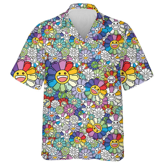 Aghaidh miongháire lus na gréine tuar ceatha gleoite Léine Haváís Stíl Doodle, Bronntanas Léine Haváís, Bronntanas Nollag