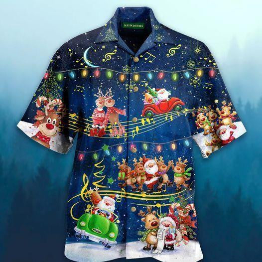 Christmas Music With Santa Claus Vintage Style Design Hawaiian Shirt, Hawaiian Shirt Gift, Christmas Gift