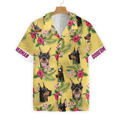 Dorberman Dog Pinscher Pattern Design Hawaiian Shirt,Hawaiian Shirt Gift, Christmas Gift