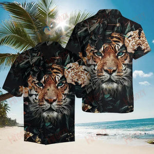 3D Tiger Flower Short Sleeve Shirt Ocean Short Sleeve Hawaiian Crazy Shirts Hawaiian Shirt Pattern, Hawaiian Shirt Gift, Christmas Gift