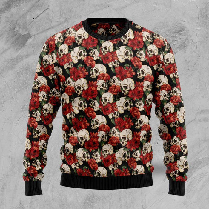 Floral Skull Ugly Christmas Sweater, Christmas Gift, Gift Christmas 2024