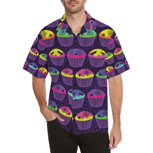 Sweet Cupcake Halloween On Purple Hawaiian Shirt,Hawaiian Shirt Gift, Christmas Gift