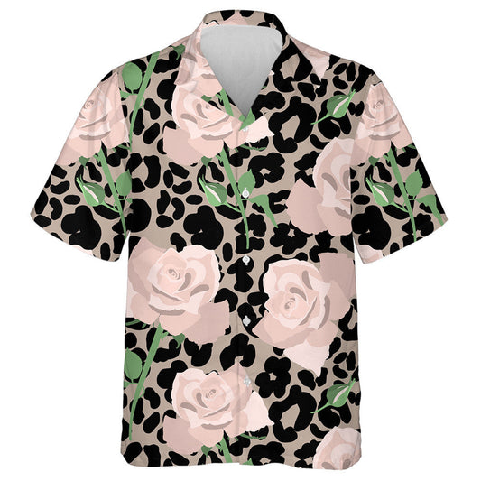 Rósanna Pastail Rómánsúla Lámhtharraingthe Ar an Léine Haváís Liopard, Bronntanas Léine Haváíais, Bronntanas Nollag