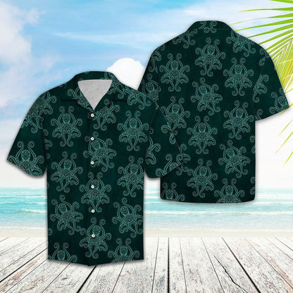 Emerald Green Octopus Under The Sea Hawaiian Shirt,Hawaiian Shirt Gift, Christmas Gift
