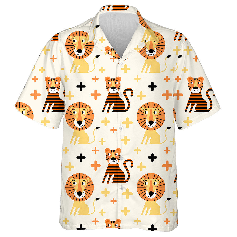Funny Circus Lion And Tiger With Cross Hawaiian Shirt, Hawaiian Shirt Gift, Christmas Gift