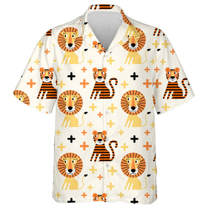 Funny Circus Lion And Tiger With Cross Hawaiian Shirt, Hawaiian Shirt Gift, Christmas Gift