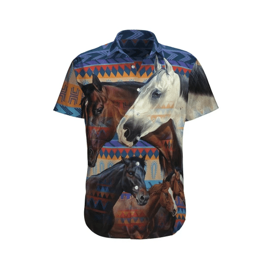 Bohemian Horse Background Design Hawaiian Shirt, Hawaiian For Gift