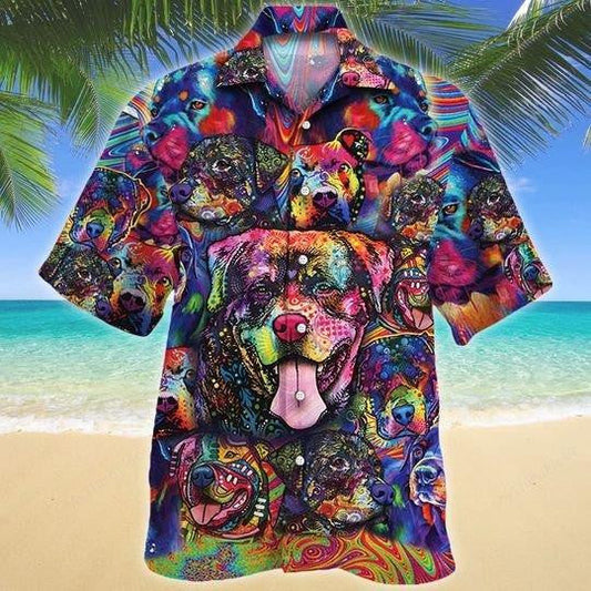 Rottweiler Dog Watercolor Hawaiian Shirt,Hawaiian Shirt Gift, Christmas Gift