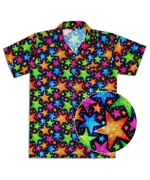 Design Hawaiian Shirt Multicolor Christmas Black Stars, Hawaiian Shirt Gift, Christmas Gift