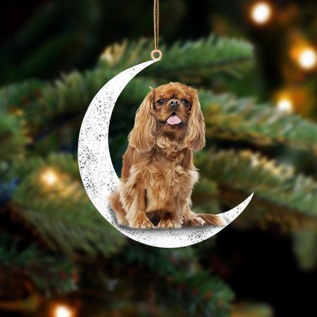 Cavalier King Charles Spaniel 2-Sit On The Moon-Two Sided Ornament,  Christmas Gift,Christmas Decoration