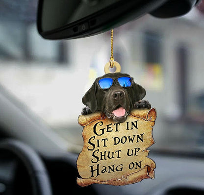 Black labrador retriever get in two sided ornament, Christmas Decoration