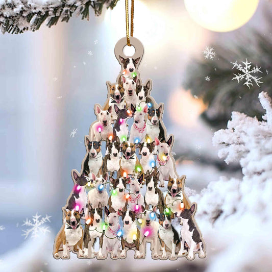 Bull Terrier lovely tree gift for bull terrier lover gift for dog lover Christmas Plastic Hanging Ornament, Happy Christmas Ornament, Christmas Gift, Christmas Decoration