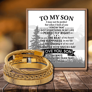 Mom To Son - I Love You Roman Numeral Bangle Weave Bracelets Set