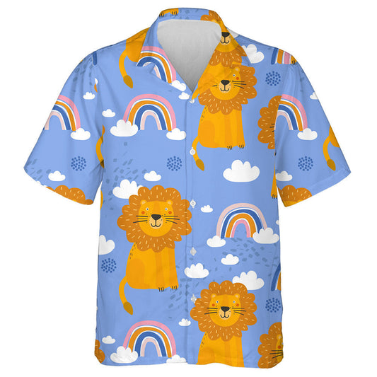 Happy Lion Rainbow And White Cloud Hawaiian Shirt, Hawaiian For Gift