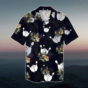 Bowling Black Unisex Hawaiian Aloha Shirts,Hawaiian Shirt Gift, Christmas Gift