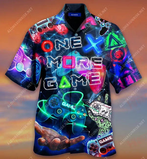 Just One More Game, Pls Short Hawaiian Shirt Ocean Hawaiian T Shirts Custom Hawaiian Shirts Hawaiian Shirt Pattern, Hawaiian Shirt Gift, Christmas Gift