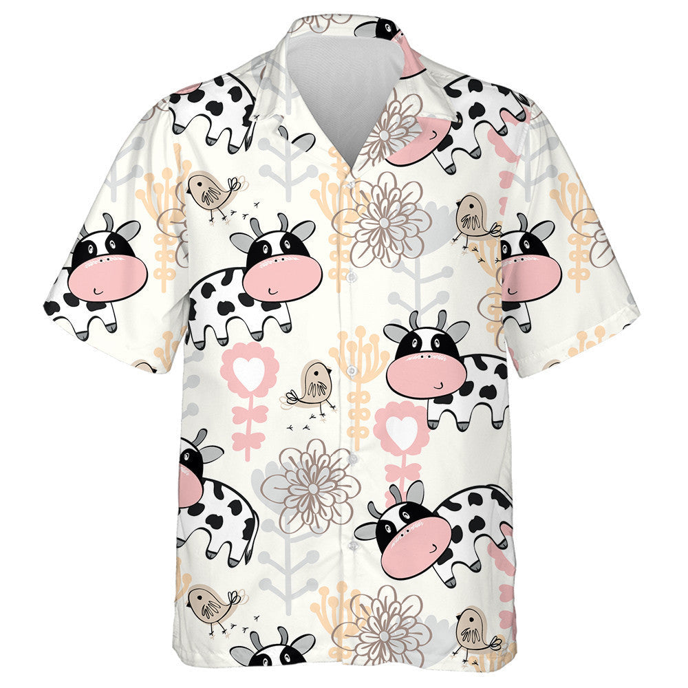 Hand Draw Cartoon Baby Cows And Flora Hawaiian Shirt, Hawaiian Shirt Gift, Christmas Gift