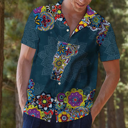 Colorful Vermont Mandala Blossom Artwork Pattern Hawaiian Shirt, Hawaiian Shirt Gift, Christmas Gift