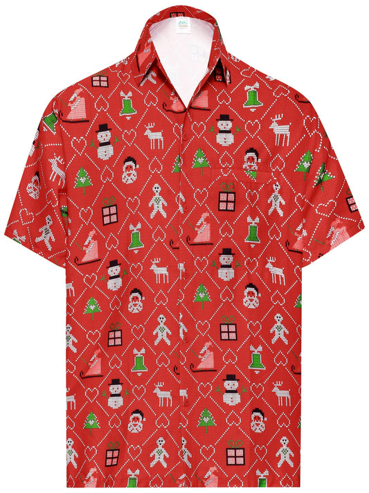Crimson Background Little Things Of Christmas Design Hawaiian Shirt, Hawaiian Shirt Gift, Christmas Gift