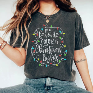 My favorite color is Christmas lights T-Shirt, Christmas Sweatshirt Cute, Christmas Winter Sweatshirt