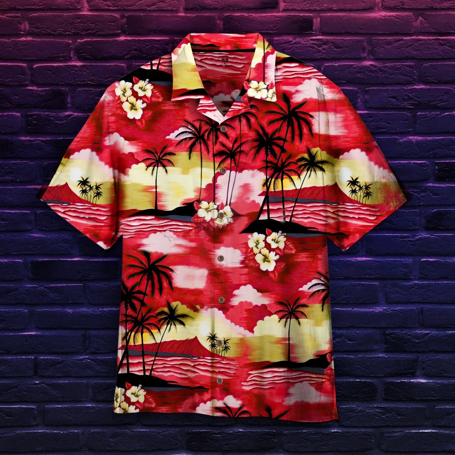 Dearcadh Gréine Ildathanna haváíais Léine haváíais d'Fhir &amp; Mná Fásta, Bronntanas Léine Haváíais, Bronntanas Nollag