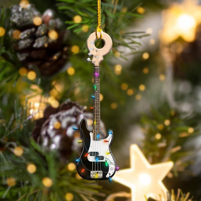 Bass Guitar Christmas Light Shape Ornament, Christmas Ornament Gift, Christmas Gift, Christmas Decoration