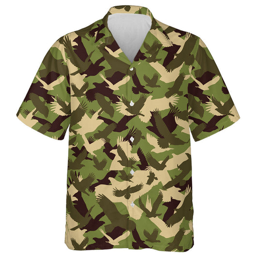 Military Green Camouflage With Eagles Pattern Hawaiian Shirt,Hawaiian Shirt Gift, Christmas Gift