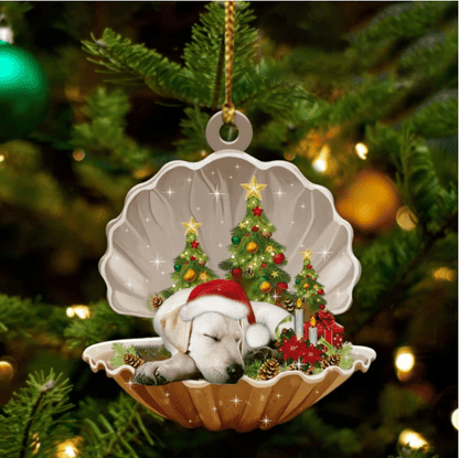 Cute Labrador Retriever Sleeping in Pearl Dog Christmas Ornament Flat Acrylic, Christmas Gift,Christmas Decoration
