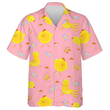 Funny Little Chicken With Buutterfly And Dragonfly Hawaiian Shirt, Hawaiian Shirt Gift, Christmas Gift