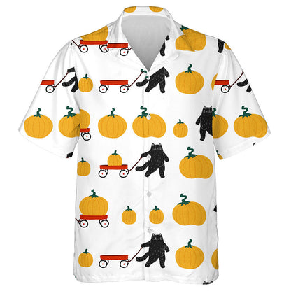 Féile Harvest an Fhómhair Léine Haváise Pumpkin agus Cat Oíche Shamhna, Bronntanas Léine Haváís, Bronntanas Nollag