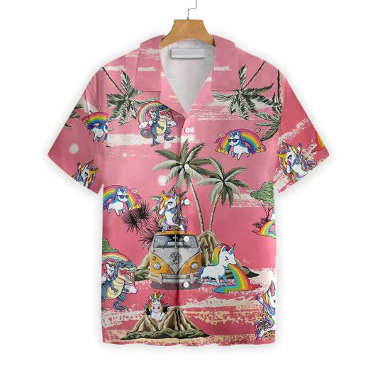 Baby Unicorn Am Samhraidh Cúlra Bándearg Dearadh Léine Haváís, Bronntanas Léine Haváís, Bronntanas Nollag