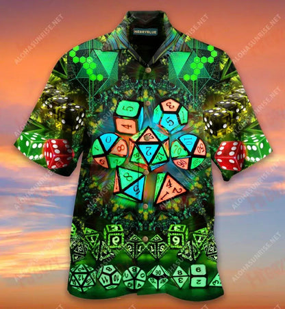 Glowing Kaleidoscope Dice Unisex Hawaiian Shirt Hobbies Short Sleeve Vintage Hawaiian Shirts Hawaiian Shirt Pattern, Hawaiian Shirt Gift, Christmas Gift