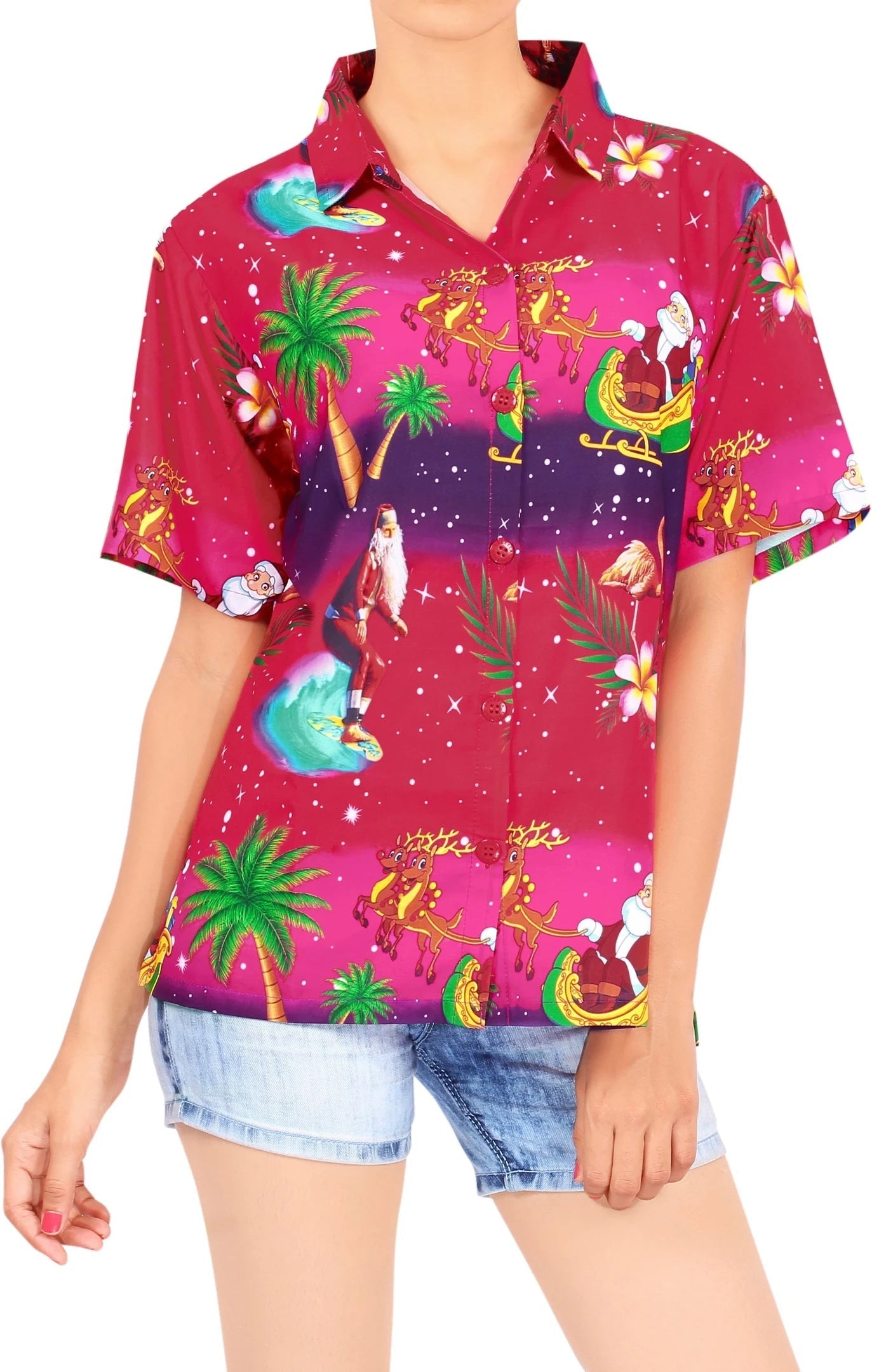 Bright Color Christmas Palm Tree Design Hawaiian Shirt, Hawaiian Shirt Gift, Christmas Gift