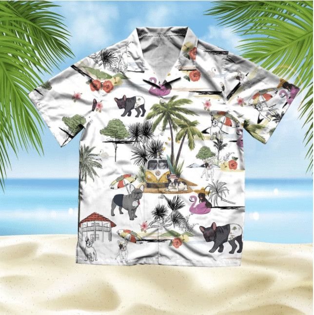 French Bulldog Beach Style Pretty Ornamental Hawaiian Shirt,Hawaiian Shirt Gift, Christmas Gift