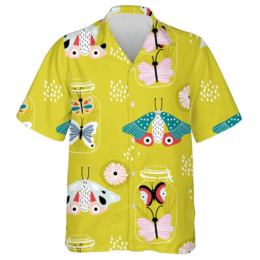 Theme Decorative Flowers And Butterflies In Jars Hawaiian Shirt, Hawaiian Shirt Gift, Christmas Gift