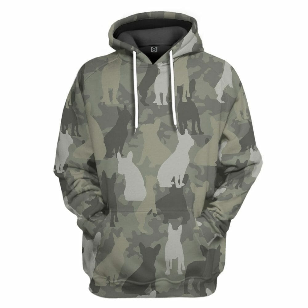 3D Fraincis Bulldog Camo Chustaim Tshirt Éadaí Hoodie