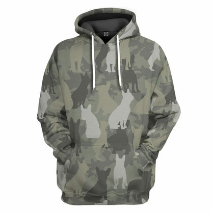 3D Fraincis Bulldog Camo Chustaim Tshirt Éadaí Hoodie
