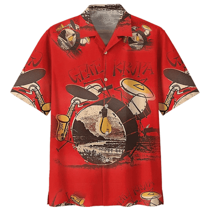 Red Drum Background Design Hawaiian Shirt,Hawaiian Shirt Gift, Christmas Gift