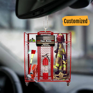 Personalized Flat Acrylic Car Hanging Ornament Gear Grid Firefighter Ornament, Christmas Decoration