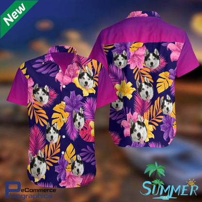 Siberian Huskies Aop Hawaiian Aloha Shirt Hawaiian Shorts Beach Short Shirt, Hawaiian Shirt Gift, Christmas Gift