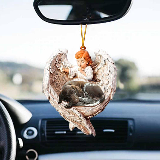 Sleeping German Shorthaired Pointer Protected By Angel Car Hanging Ornament ,Christmas Gift,Christmas Decoration