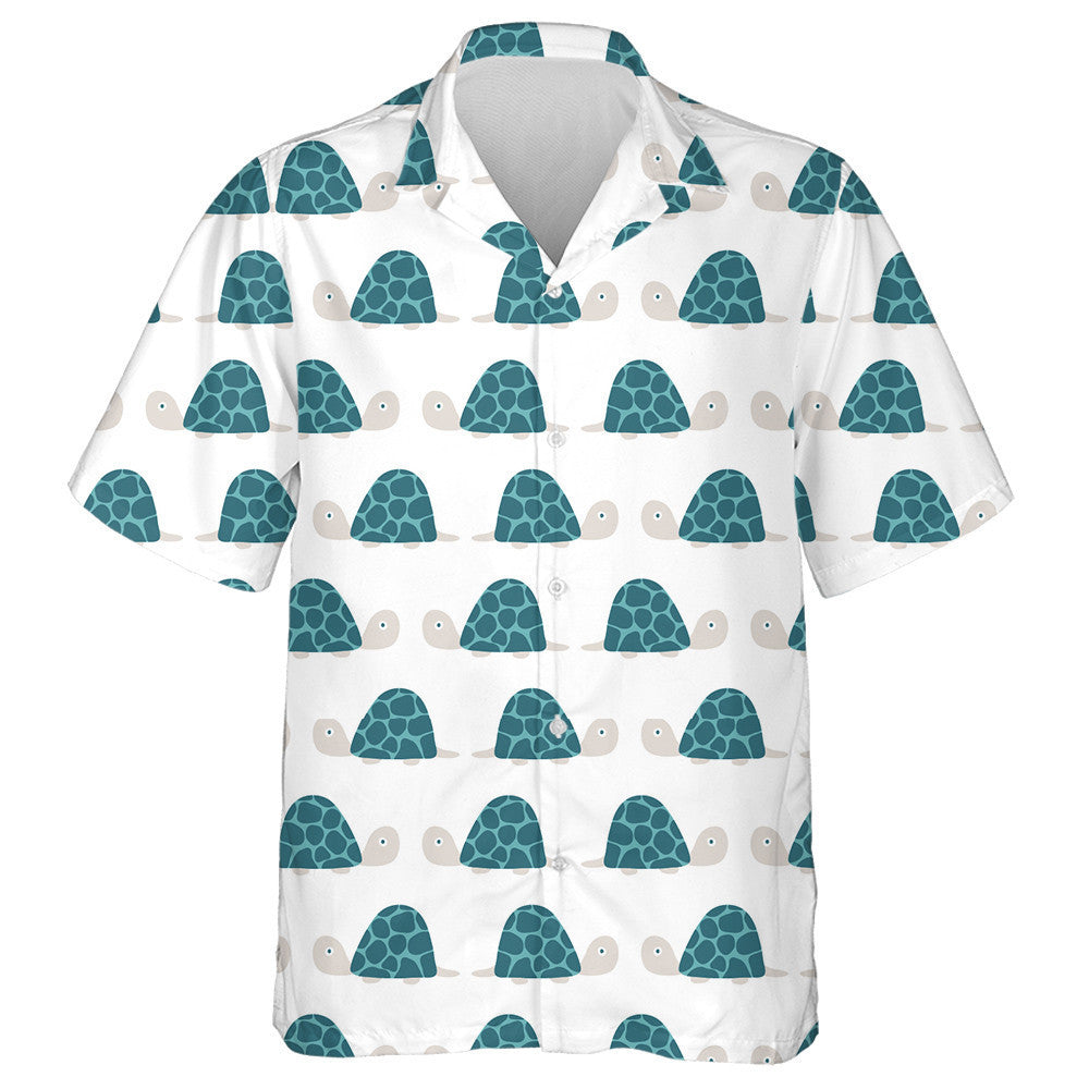 Funny Dark Green Turtle In Cartoon Style Hawaiian Shirt, Hawaiian Shirt Gift, Christmas Gift