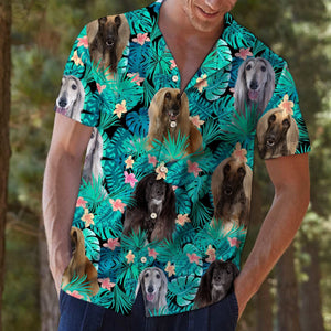 Afghan Hound Dog With Tropical Flowers Hawaiian Shirt, Hawaiian For Gift