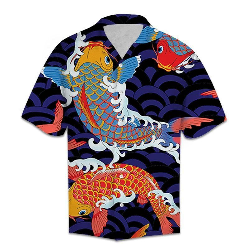 Appealing Japanese Koi Fish On Scale Pattern Hawaiian Shirt, Hawaiian Shirt Gift, Christmas Gift
