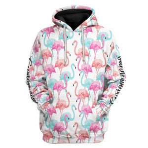 3D Flamingo Pink Blue Water Hoodie Custom Hoodies