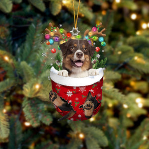 Australian Shepherd 3 In Snow Pocket Christmas Ornament Flat Acrylic Dog Ornament,Christmas Shape Ornament, Happy Christmas Ornament, Christmas Ornament Gift, Christmas Gift, Christmas Decoration