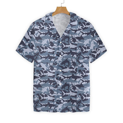 Shark Camouflage Design Hysterical Pattern Hawaiian Shirt,Hawaiian Shirt Gift, Christmas Gift