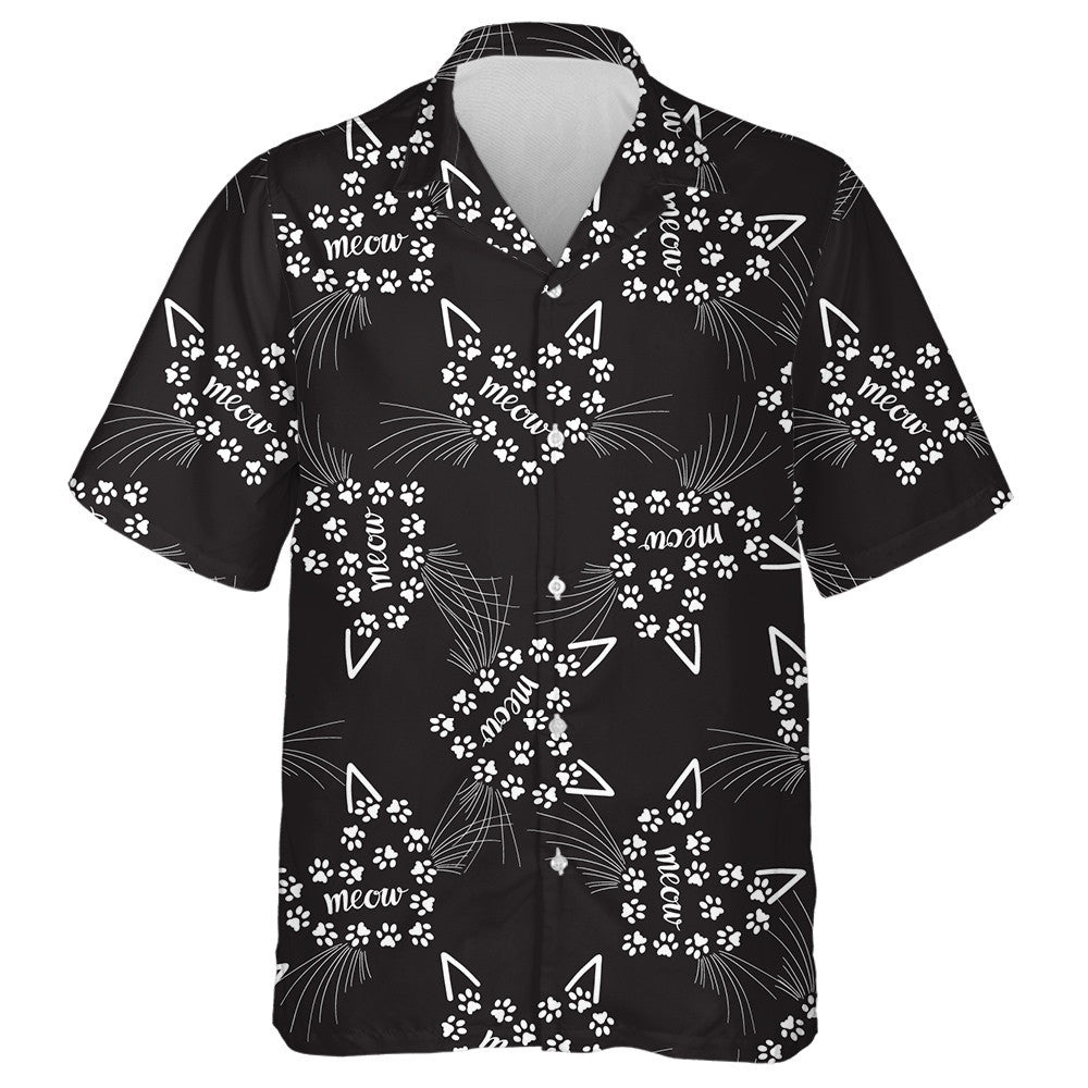 Black Heart Composition On A Cat Theme Hawaiian Shirt, Hawaiian Shirt Gift, Christmas Gift