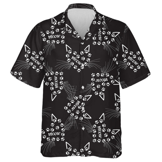 Black Heart Composition On A Cat Theme Hawaiian Shirt, Hawaiian Shirt Gift, Christmas Gift
