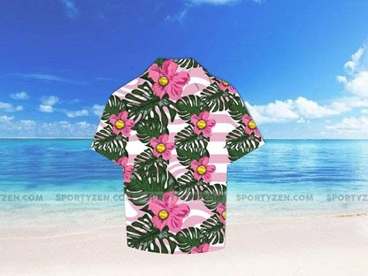 Find Hawaiian Pink Hibiscus Softball Shirt _ Hawaiian Shirt Gift, Christmas Gift